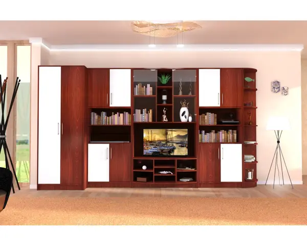Biblioteca modulara dreapta mahon cu vanilie