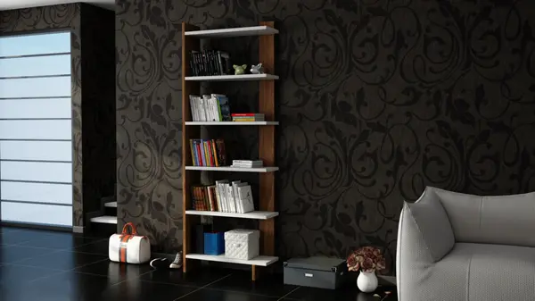 Biblioteca Order - Alb, Walnut