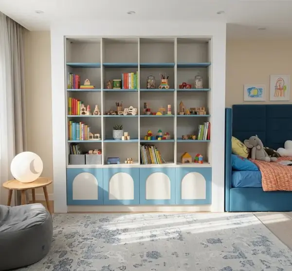 Biblioteca pentru copii cu fronturi arcuite cu finisaj Dublu color