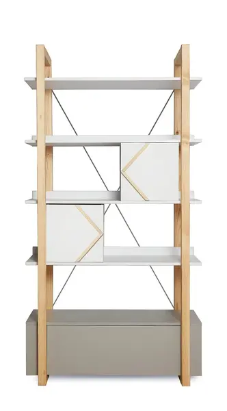 Biblioteca Pinette alb/gri/pin H190,3 cm