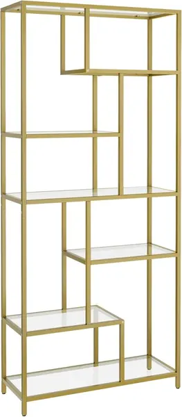 Biblioteca sticla Auriu Vasagle 80x30x180.8 cm