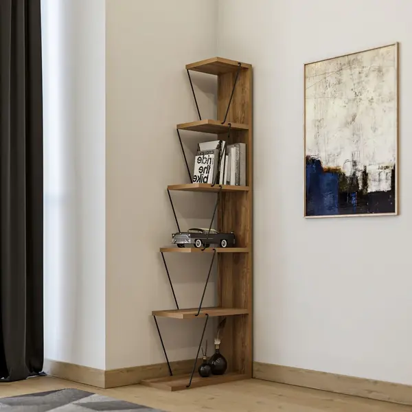 Biblioteca Tlos cu 6 rafturi, diverse culori, 50x150x22 cm