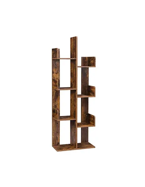 Biblioteca, Vasagle, Maro Rustic, 8 compartimente, 50 x 25 x 140 cm, LBC66BXV1