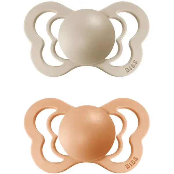 BIBS Couture Natural Rubber Size 2: 6+ months suzetă Vanilla / Peach 2 buc