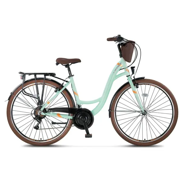 Bicicleta City Umit Valencia, L-430-AT, roata 28 , cadru 430mm aluminiu, frana V-Brake, culoare turcoaz maro