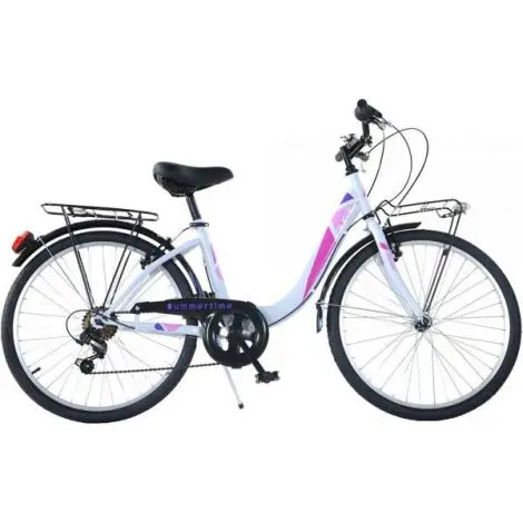 Bicicleta copii 11 ani+, 26 inch, City Summertime Alb, Dino Bikes DB604R05WH