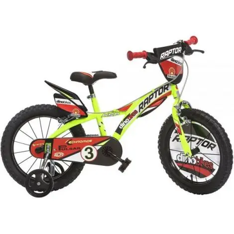 Bicicleta copii 3-5 ani, 14 inch, Raptor Galben, Dino Bikes DB61403RPYE