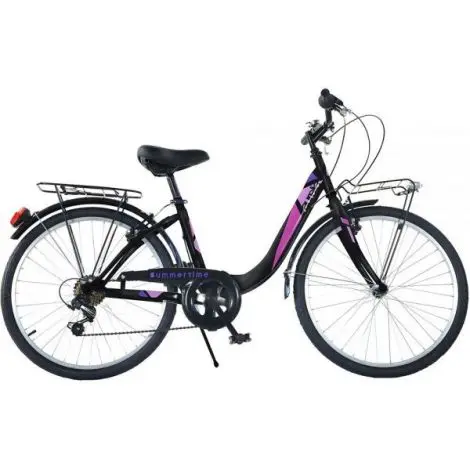 Bicicleta copii 9-12 ani, 24 inch, City Summertime Negru, Dino Bikes DB404R04BK