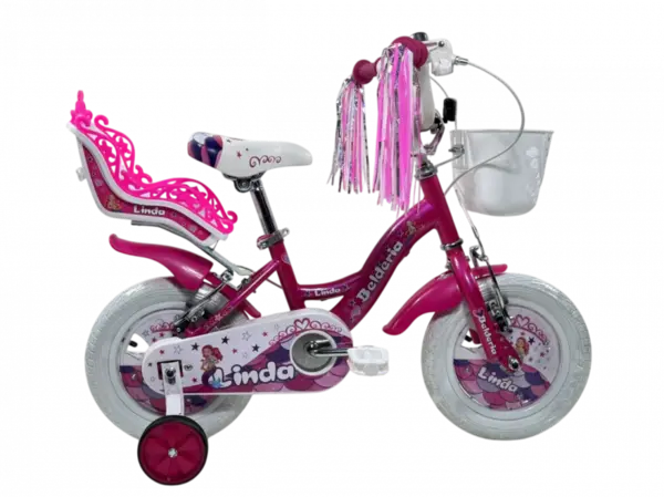Bicicleta copii Belderia Linda, culoare roz, roata 16 , cadru din otel