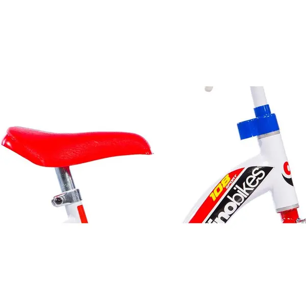 Bicicleta copii cu maner pentru parinti Dino Bikes albastru, varsta 2-4 ani, 10 inch, roti ajutatoare, frana pe roata din fata, claxon, inaltimea recomandata 78-90 cm