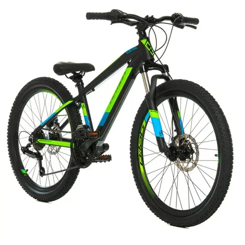 Bicicleta Copii Devron Alaska, roti 24 Inch, 21 viteze, frane pe disc, Negru/Verde