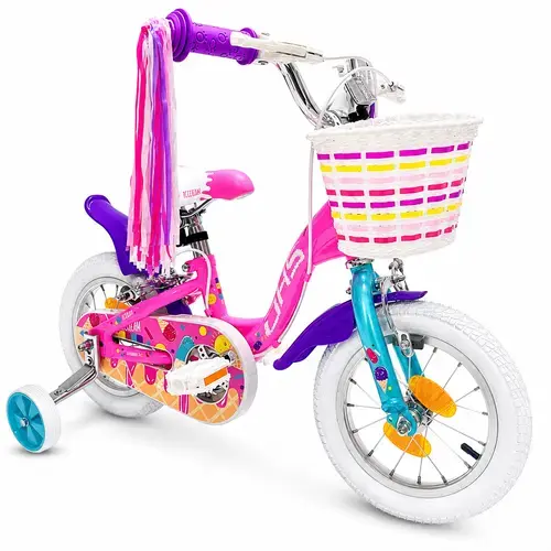Bicicleta Copii DHS Icecream, roti 12 Inch, cadru otel, Roz