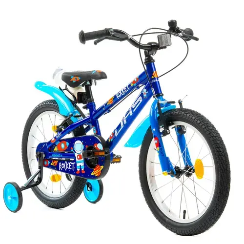 Bicicleta Copii DHS Rocket, roti 18 Inch, Sistem franare V-brake, Albastru