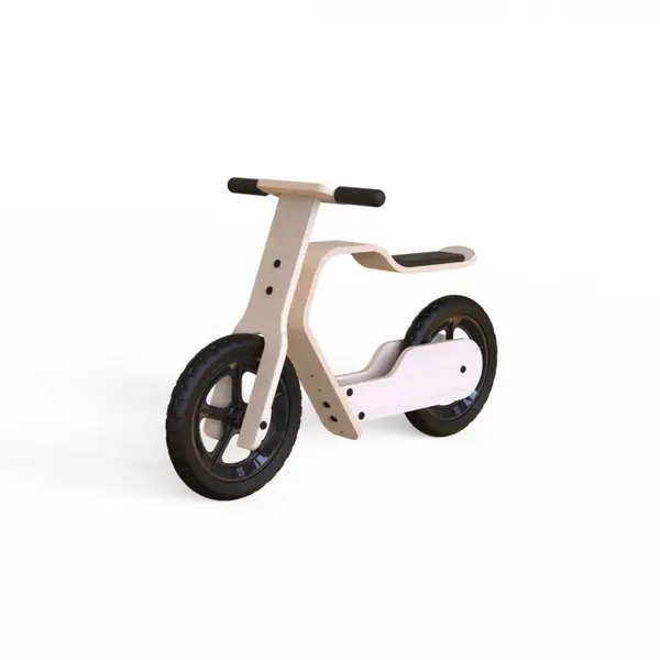 Bicicleta copii din lemn natural fara pedale RideMe MamaToyz, scaun reglabil de la 34 cm la 40 cm, cadru flexibil ce actioneaza ca o suspensie, de la 2 ani pana la 30 de kg