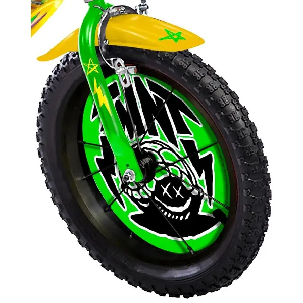 Bicicleta copii Dino Bikes Testoasele Ninja 16 inch, varsta 6-8 ani, inaltimea 107-125 cm, frana de mana pe ambele roti, roti ajutatoare detasabile, suport cu sticla de apa