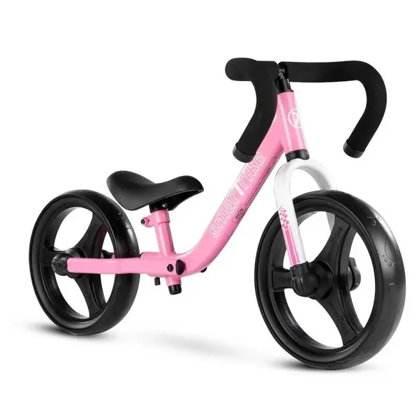 Bicicleta copii fara pedale Balance Bike Folding SmarTrike Pink, pliabila, de la 2 ani, roti din cauciuc EVA, scaun si ghidon ajustabile pe inaltime, manere din material moale