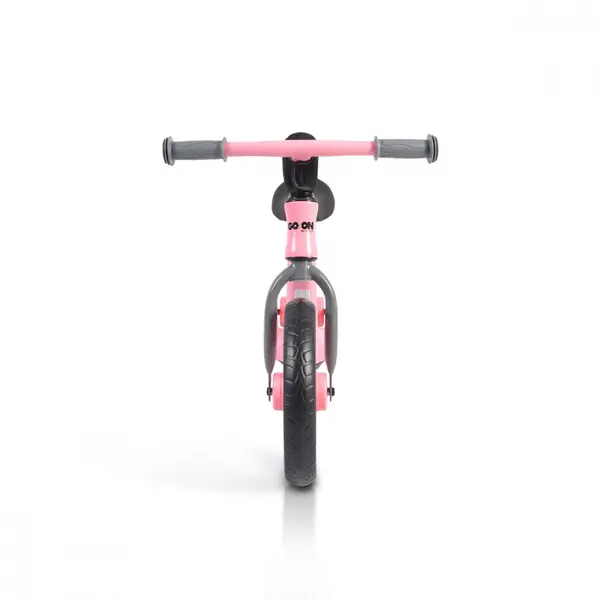 Bicicleta copii fara pedale Byox Go On pink 12 inch, roti din spuma EVA, scaun reglabil 32-41 cm, cadru din aliaj de magneziu, roti din spuma rezistenta, greutate maxima 30 kg