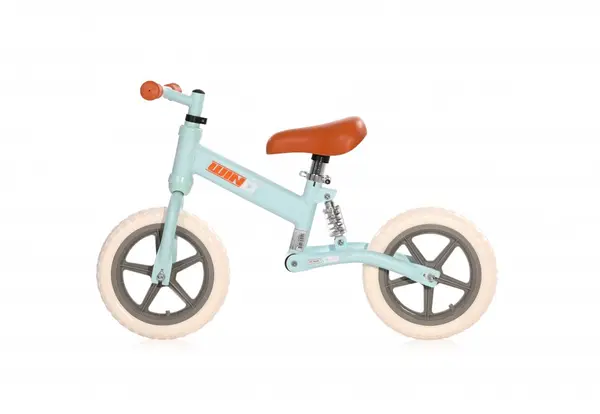 Bicicleta copii fara pedale Lorelli Wind Light Blue, roti din spuma EVA, amortizor reglabil care ajuta la absorbtia socurilor, scaun reglabil de la 47 cm pana la 50 cm, 12 inch, varsta 2-5 ani, maxim 25 de kg
