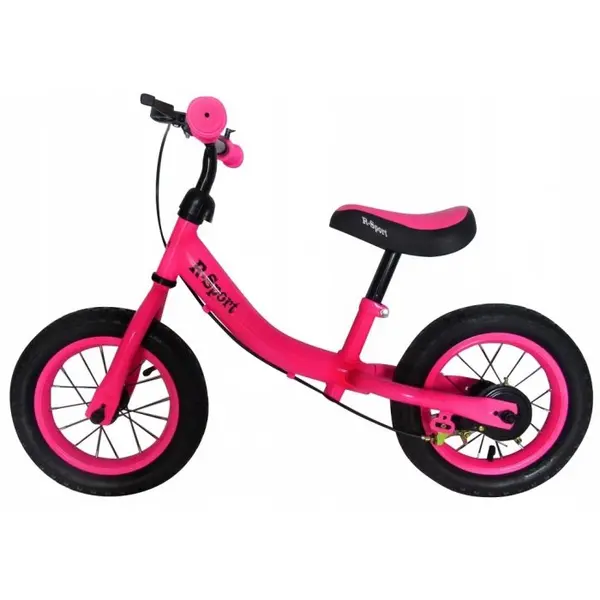 Bicicleta copii fara pedale R-Sport R3 roz 11 inch, scaun moale reglabil pe inaltime 37-43 cm, roti gonflabile, frana pe roata din fata, cadru usor din otel, pana la 35 kg, varsta 3-5 ani