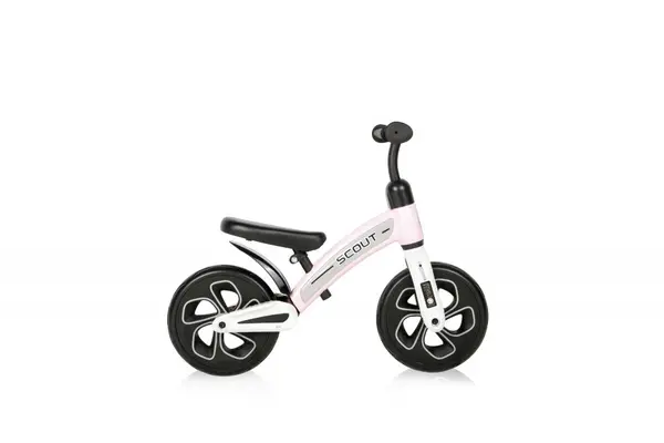 Bicicleta copii fara pedale Scout Pink, de echilibru, roti din spuma EVA, scaun reglabil pe inaltime de la 30 cm pana la 33 cm, varsta 2-4 ani, maxim 25 de kg, ghidon reglabil in inaltime de la 49 cm pana la 51.5 cm