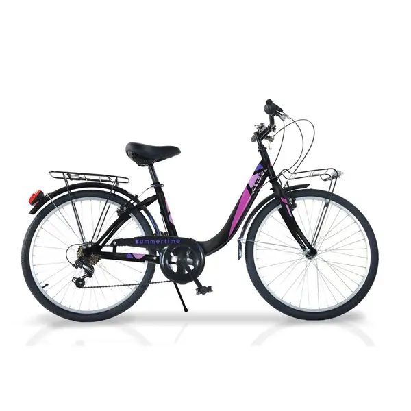 Bicicleta cu pedale, Dino Bikes, City Summertime, Cu 6 viteze, 26 inch, Pana la 160 cm, Black