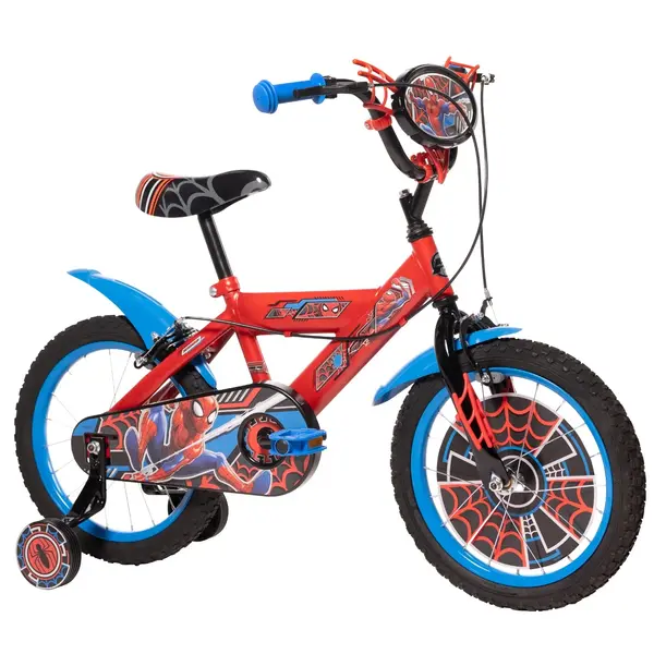 Bicicleta cu roti ajutatoare, Huffy, Marvel Spiderman, 16 inch, Rosu