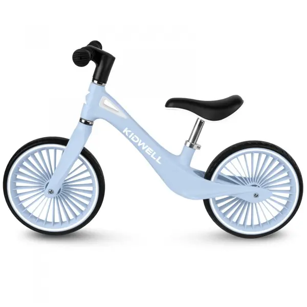 Bicicleta de echilibru fara pedale pentru copii, Kidwell Nix Blue Aura, 3.05 kg, roti PU 29 cm, reglabila, 80-120 cm, maxim 30 kg