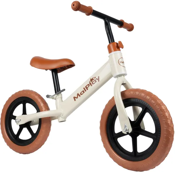 Bicicletă de echilibru MalPlay - 12'', alb-maro