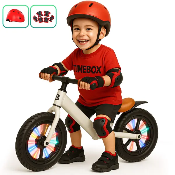Bicicleta de echilibru Timebox, Fara pedale, LED, Sa reglabila, Alb - Default Title