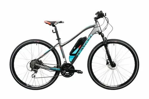 Bicicleta Electrica Corwin 28162, roti 28inch, cadru 450mm, 9 viteze, motor 250W, autonomie 60km, acumulator16.75 Ah (Gri)