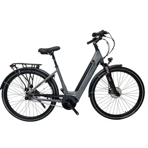 Bicicleta electrica Corwin 28426, roti 28 inch, motor central 250W, autonomie 60 km, cadru L, viteza maxima 25 km/h, Gri