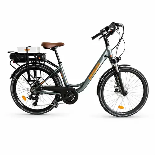 Bicicleta electrica Oras Pegas 26124, roti 26 inch, cadru S, Motor 250W, Autonomie 60 km, Gri