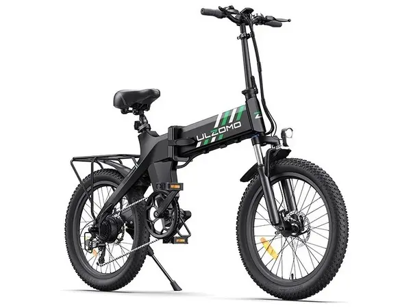 Bicicleta electrica pliabila Ulzomo ULZR20-BK, autonomie 60km, 250W, 36V 15.6Ah, 7 trepte viteza max. 25km/h, LDC, negru, anvelope 20 inch