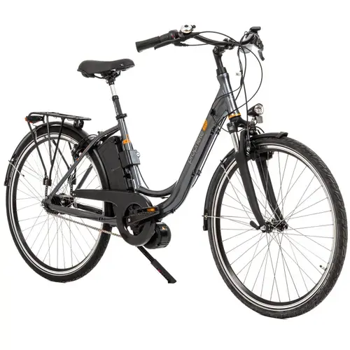 Bicicleta electrica Prophete 54830, roti 28 inch, cadru M, viteza maxima 25 km/h, motor 250 W, Gri