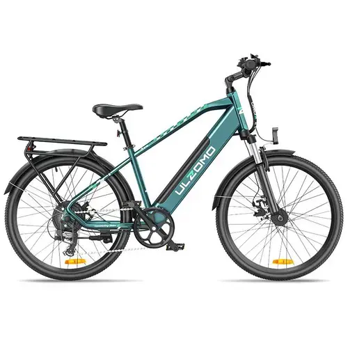 Bicicleta electrica Ulzomo Metro 26 E-bike, 250W, 36V 17Ah, autonomie 100km, viteza maxima 25km/h, roti 26'' (Verde)