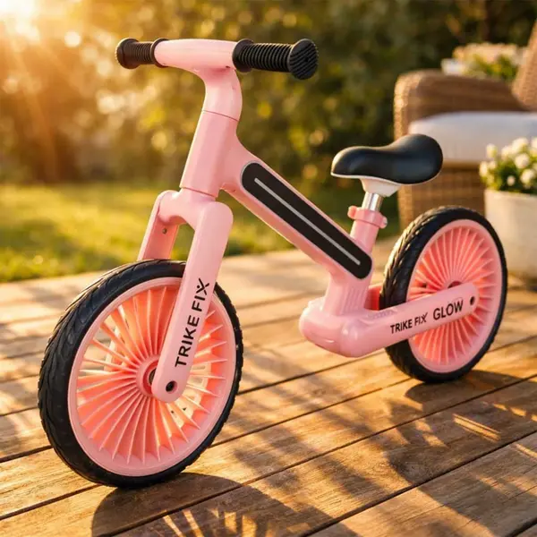 Bicicleta fara pedale pentru copii Trike Fix Glow Pink, cadru cu 20 moduri LED RGB, ultra-usoara 3.6kg, roti 12 EVA