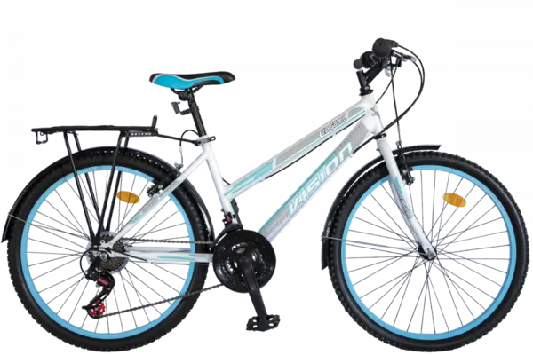 Bicicleta MTB Dame Vision Elegance Culoare Alb Albastru Roata 24 Otel