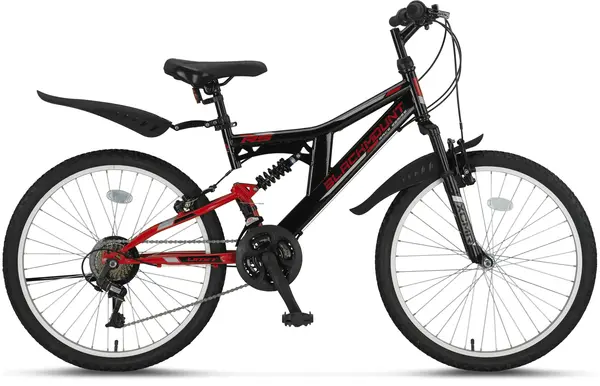 Bicicleta MTB Umit BLACKMOUNT, Full Suspension,V , 21 viteze, roata 26 , cadru otel, negru rosu