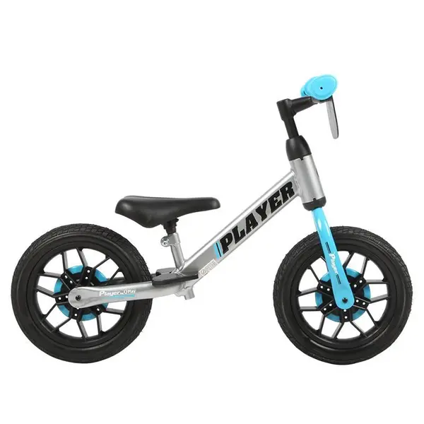 Bicicleta pentru copii fara pedale Qplay Albastru, sa reglabila si cadru otel, roti rezistente de spuma, cu lumini LED activate de miscare, suport de picioare generos, varsta 3-6 ani
