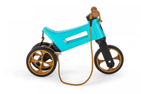 Bicicleta pentru copii Funny Wheels Rider SuperSport Aqua 2 in 1 fara pedale, 18+ luni, pneuri si manere de cauciuc, 2 nivele de reglaj pe inaltime, greutate admisa 25 kg