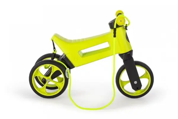 Bicicleta pentru copii Funny Wheels Rider SuperSport Lime 2 in 1 fara pedale, 18+ luni, pneuri si manere de cauciuc, 2 nivele de reglaj pe inaltime, greutate admisa 25 kg