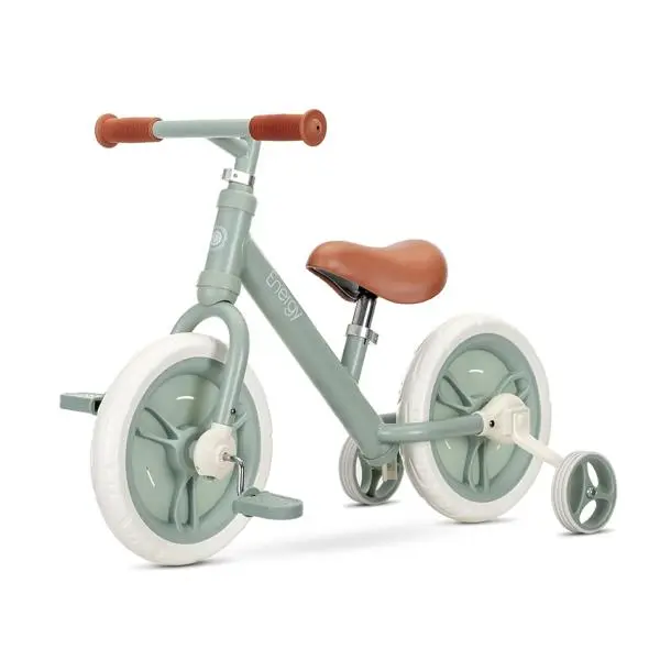 Bicicleta pentru copii Lorelli Energy Green de tranzitie 2 in 1 cu pedale si roti auxiliare 2-5 ani