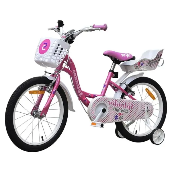 Bicicleta pentru copii Novokids SplendOr Boom PRO Edition Roz, Cosulet pentru papusi, Roti 16 inch, Greutate admisa 50 kg, Cadru din otel, Roti ajutatoare detasabile, Ghidon reglabil pe inaltime