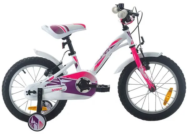 Bicicletă pentru copii SPRINT - Alice, 18", 210 mm, alb/roz