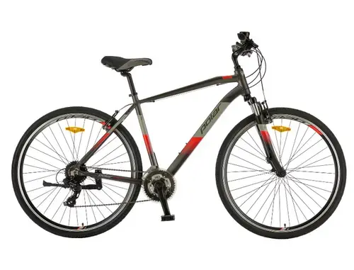 Bicicleta Trekking Polar FORESTER COMP, 28inch, S-M, Frane V-Brake, 24 viteze (Gri/Rosu)