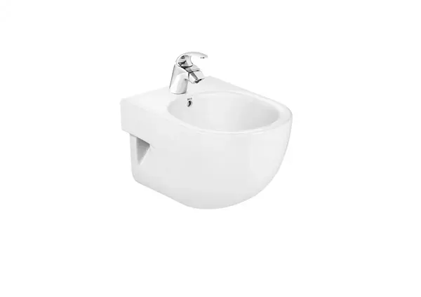 Bideu Roca Meridian Compact A357246000, suspendat, cu orificiu pentru baterie standard, Alb