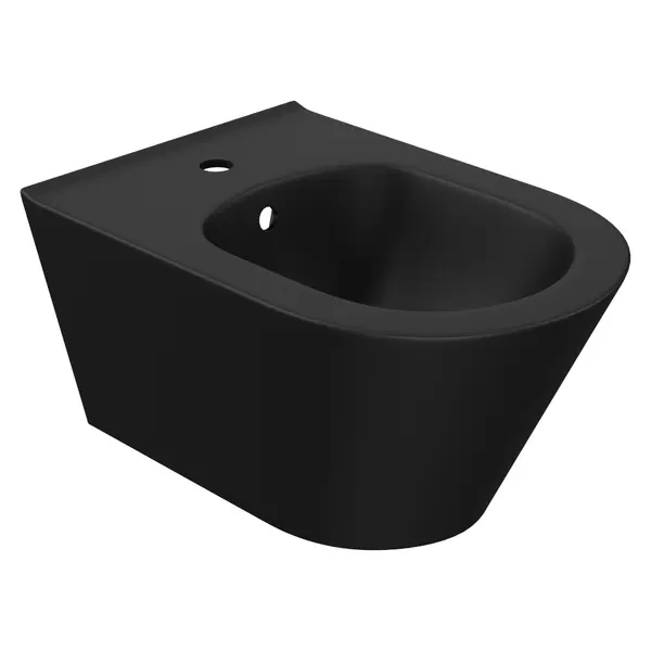 Bideu suspendat Celesta Ava 53 x 35 5 cm fara margini ceramica negru mat design elegant
