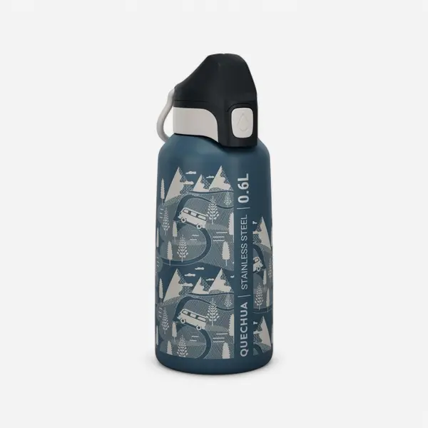 Bidon din inox, capac instantaneu Drumeție 500 0,6L Copii