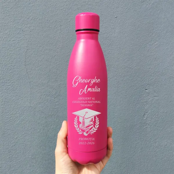 Bidon TAREK Personalizat Absolvent BAP12 Fucsia