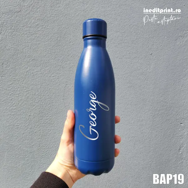 Bidon Termos personalizat cu nume BAP19 Bidon bleumarin